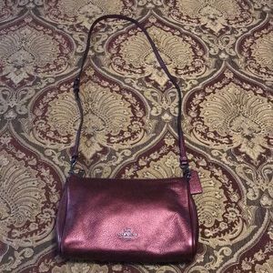 Coach Metallic Pebble Leather Carrie Crossbody Bag